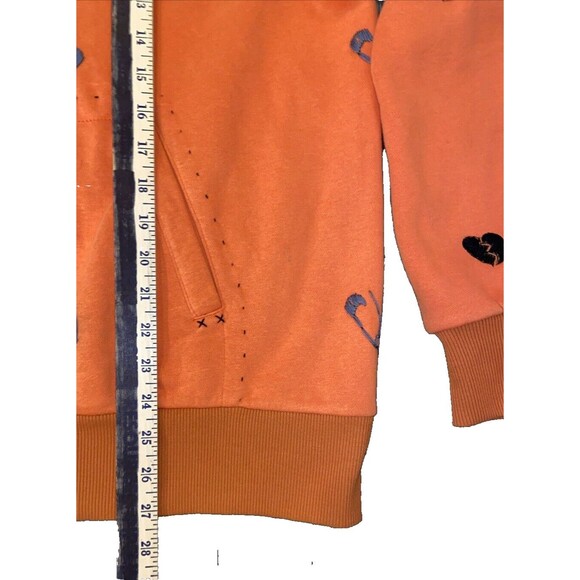 ONE 432 GOTHIC BLACKHEARTS & SAFETY PINS sweatshirt Orange Black Gray size XL - Picture 6 of 12